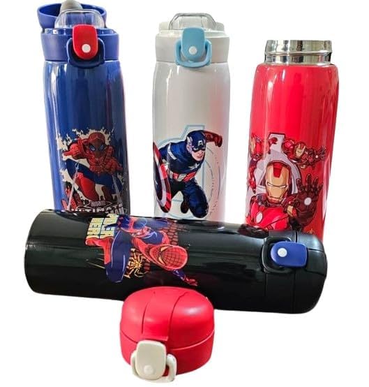 This colourful flip top stainless steel cartoon bottle with superhero prints is a great way for kids in usmile.toys to stay hydrated with their favourite characters.